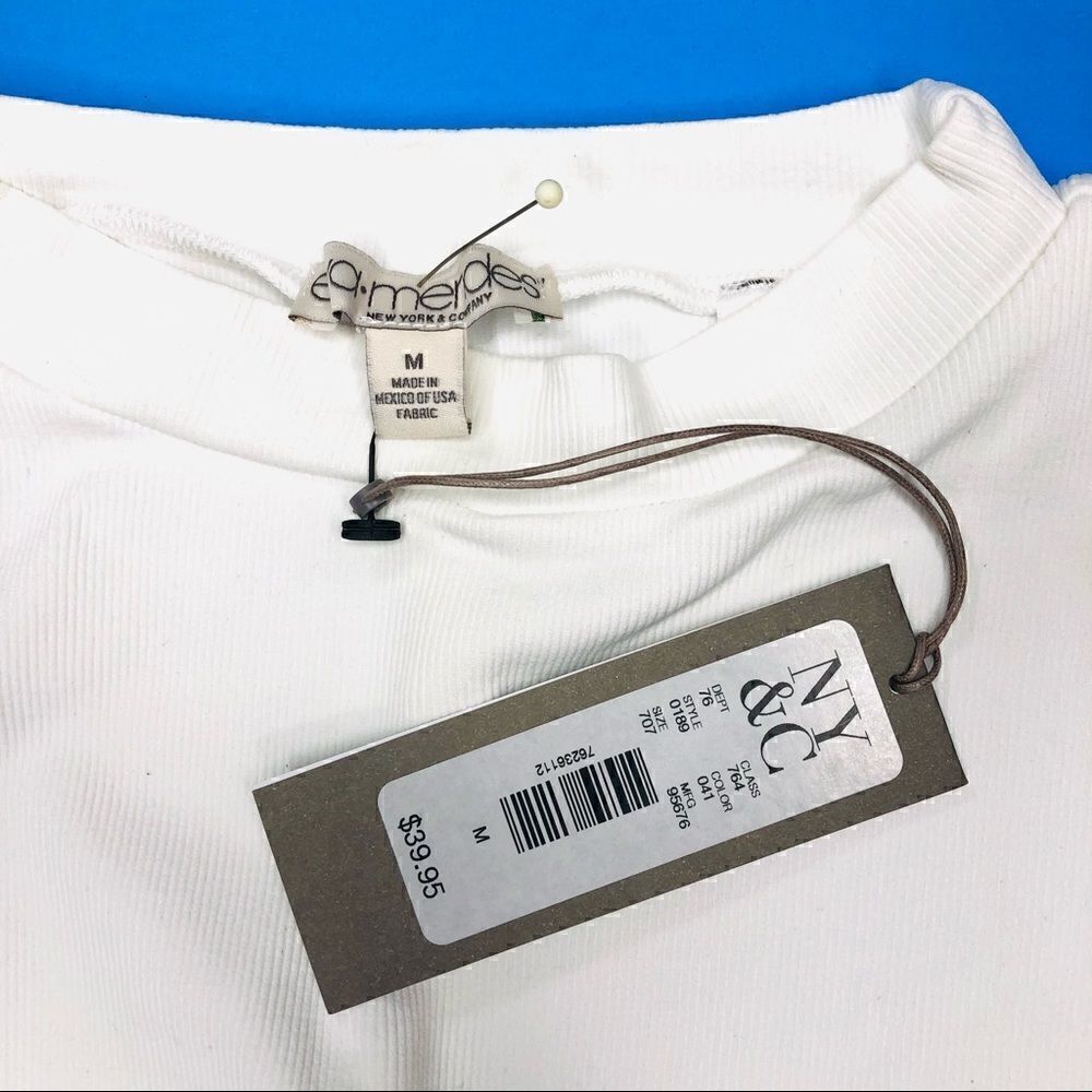NY&C Eva Mendes Sleeveless Ribbed Fitted Top, White NWT (M) - Picture 4 of 6